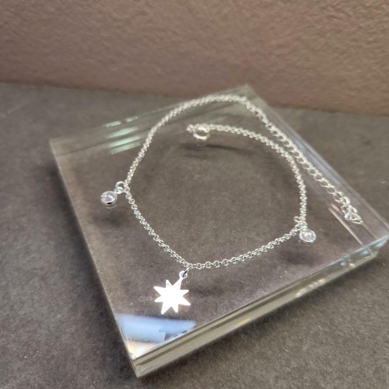 TORNOZELEIRA PRATA STARS CRISTAIS