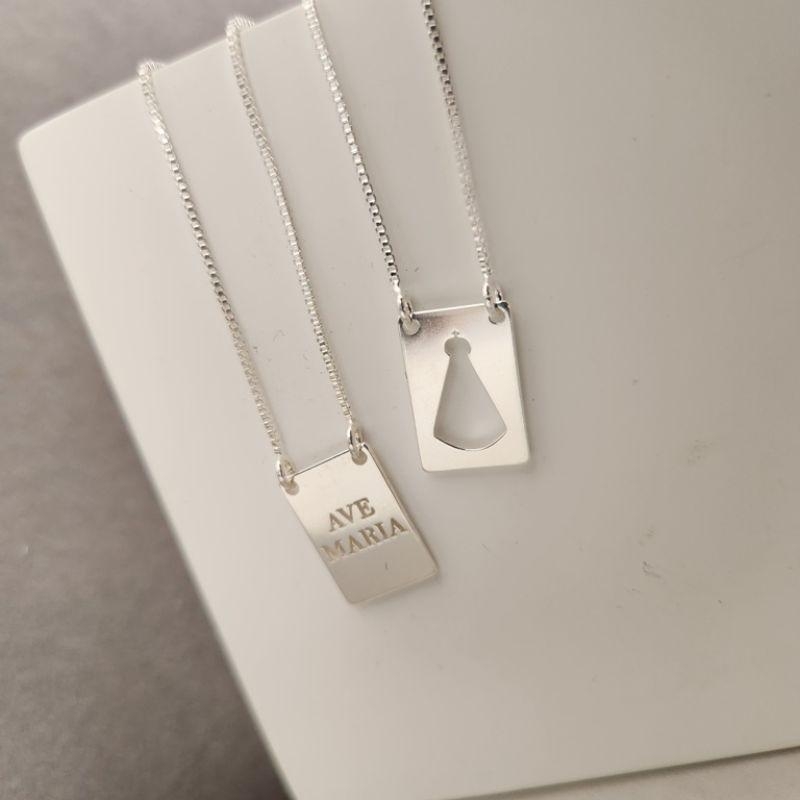 COLAR PRATA ESCAPULÁRIO AVE MARIA