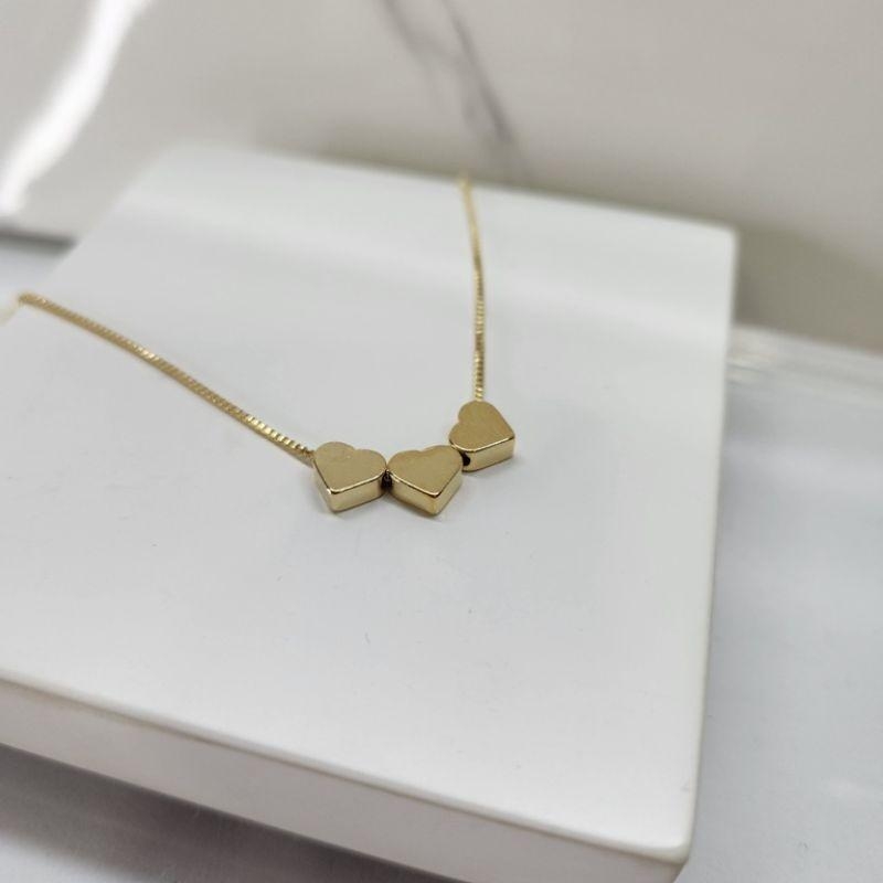 COLAR OURO 3 CORAÇÕES