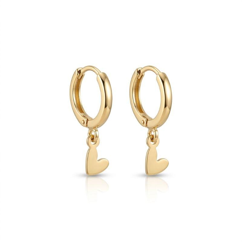 BRINCO INFANTIL ARGOLA CORAÇÃO BANHADO A OURO 18K