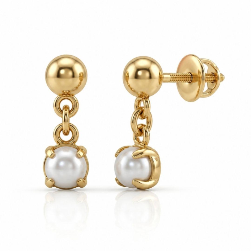 BRINCO OURO PINGENTE PÉROLA TARRACHA BABY