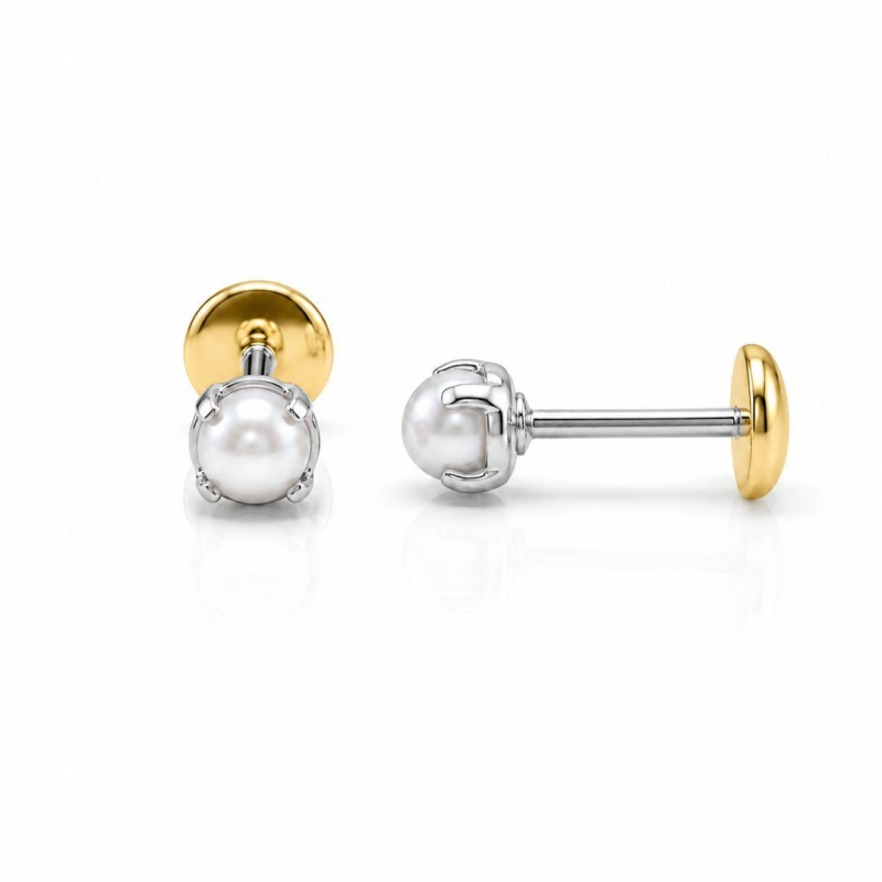 BRINCO PRATA PÉROLA TARRACHA BABY OURO 18K