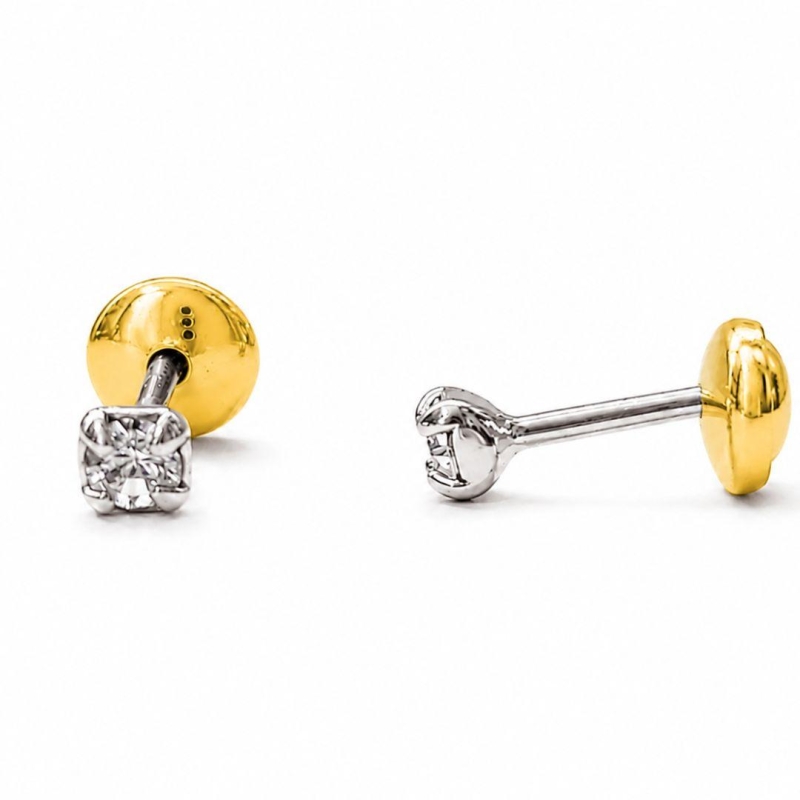 BRINCO PRATA PONTO DE LUZ TARRACHA BABY OURO 18K