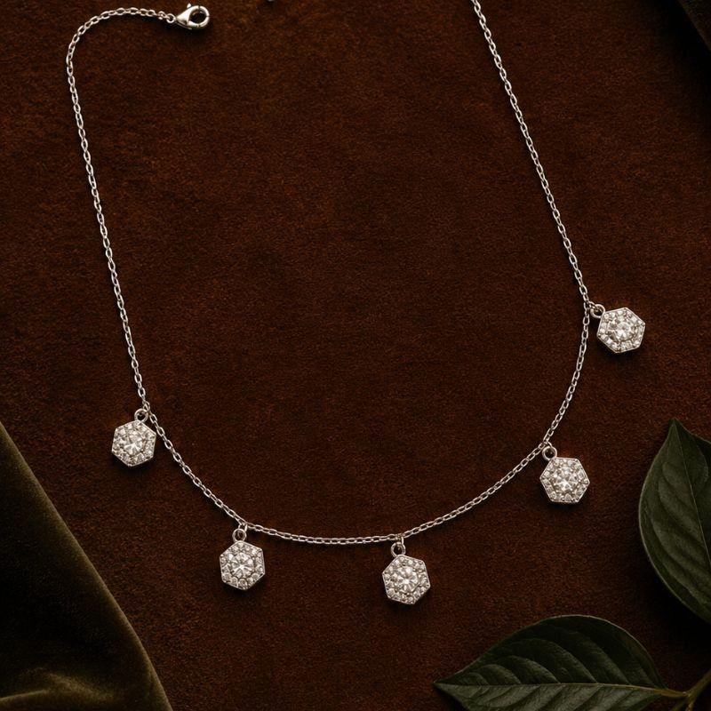 COLAR RÓDIO BRANCO LUXO CÍRCULOS ZIRCÔNIAS