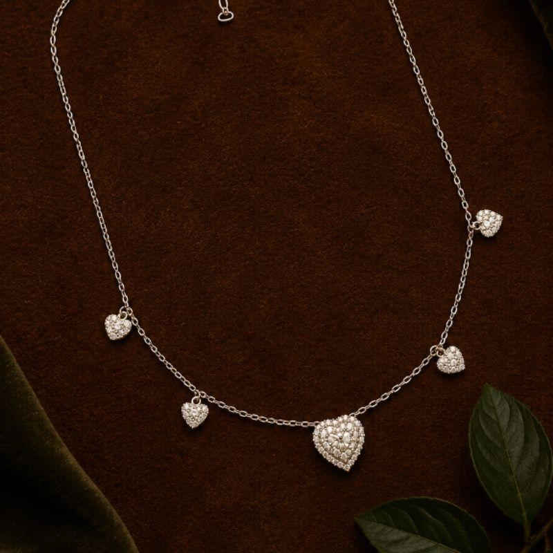 COLAR RÓDIO BRANCO LUXO CORAÇÕES ZIRCÔNIAS