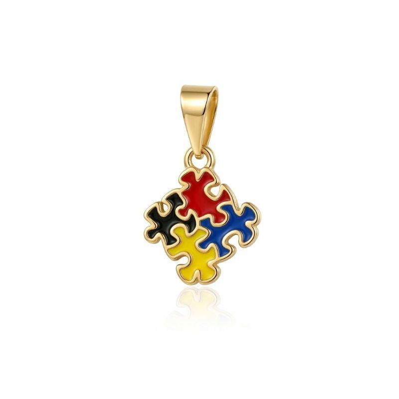 PINGENTE INFANTIL AUTISMO BANHADO A OURO 18K