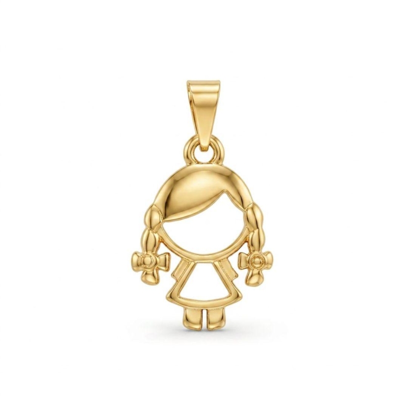 PINGENTE OURO MENINA VAZADO