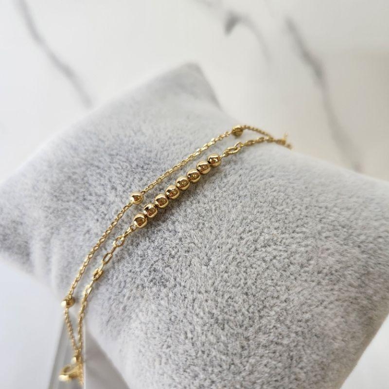 PULSEIRA OURO DUPLA BOLINHAS