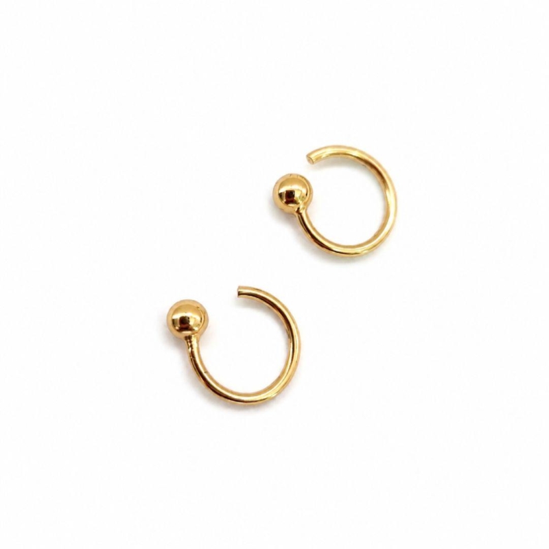 BRINCO OURO PASSANTE FIO COM BOLINHA
