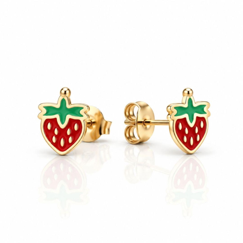 BRINCO MORANGO BANHADO AO OURO 18K