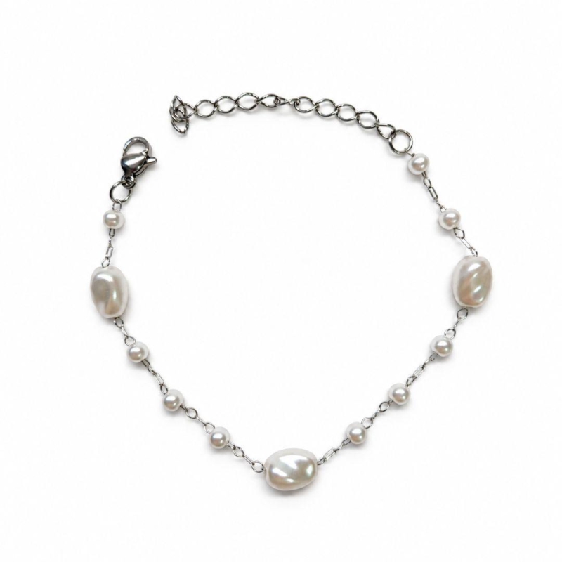 PULSEIRA AÇO PÉROLAS ORGÂNICAS