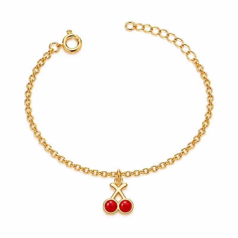 PULSEIRA CEREJA BANHADA A OURO 18K