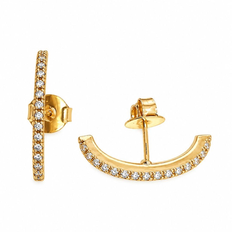 BRINCO OURO EAR HOOK ZIRCÔNIAS