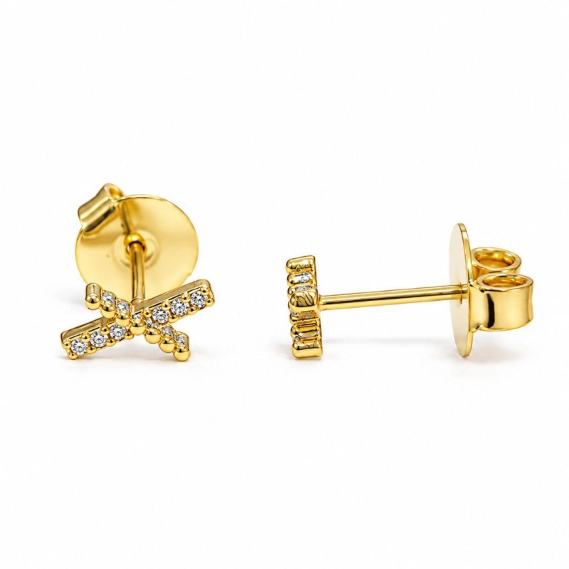 BRINCO OURO RISCO LISO ZIRCÔNIA P