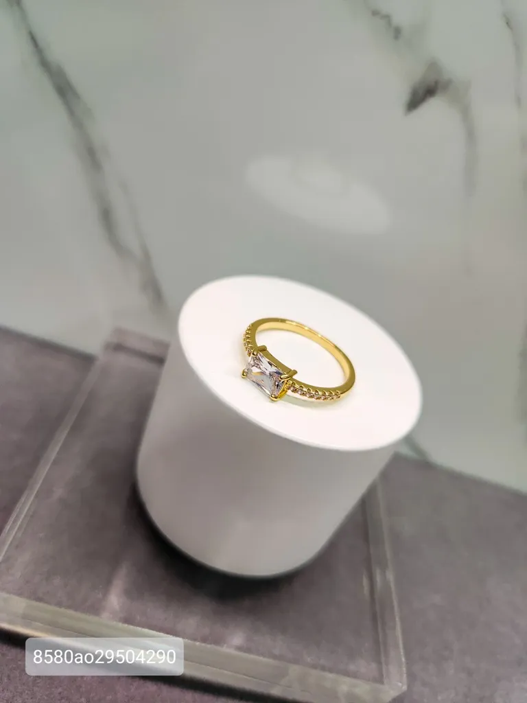 ANEL OURO RETANG CRISTAL