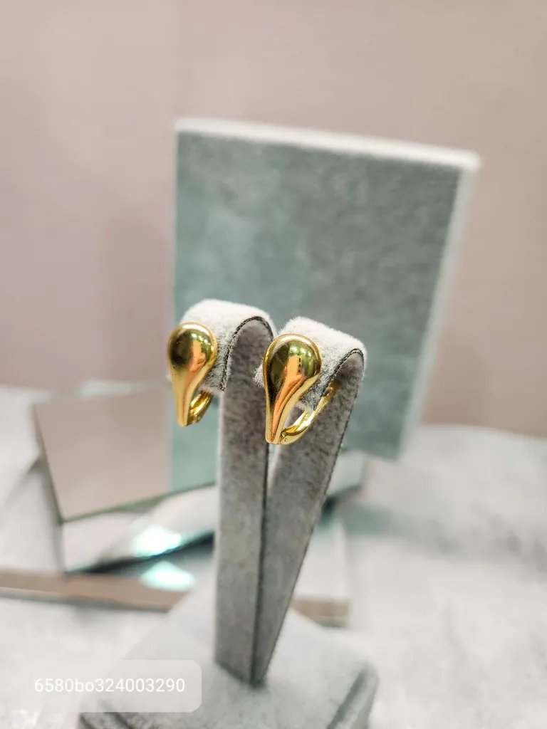 BRINCO OURO ARGOLA GOTA CHAP