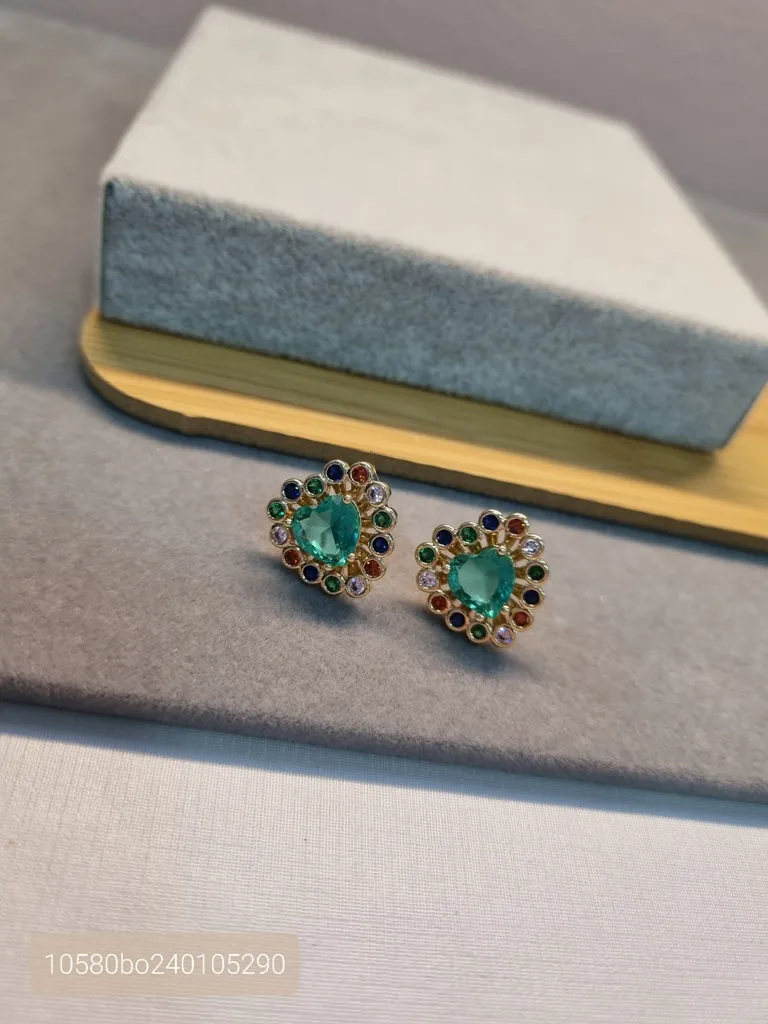 BRINCO OURO CORA TURMALINA RAINBOW