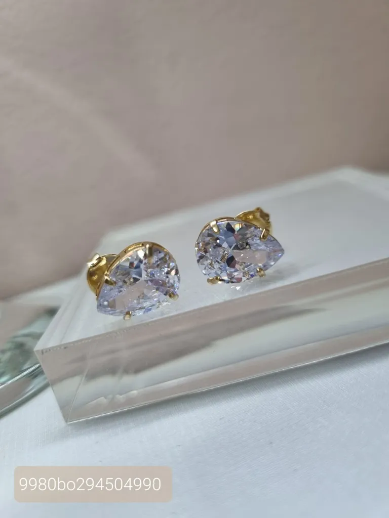 BRINCO OURO GOTA CRISTAL