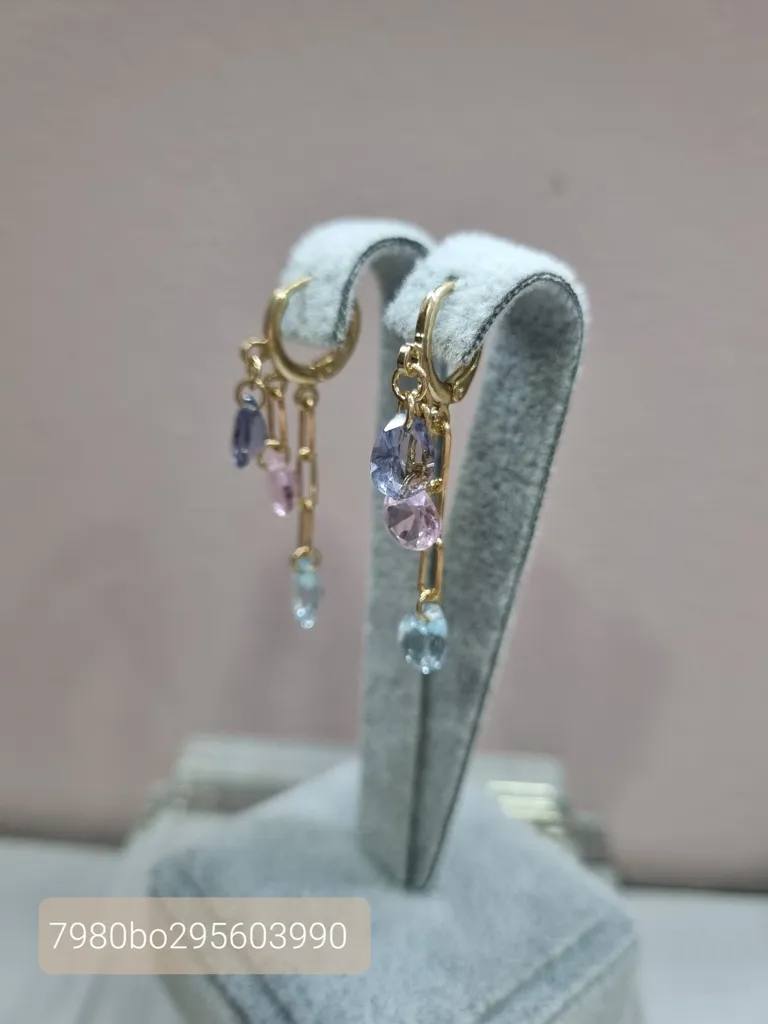 BRINCO OURO TRANQ GOTA COLOR