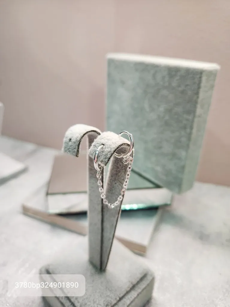 BRINCO PRATA ARGOLINHA DUPLA CORRENTE