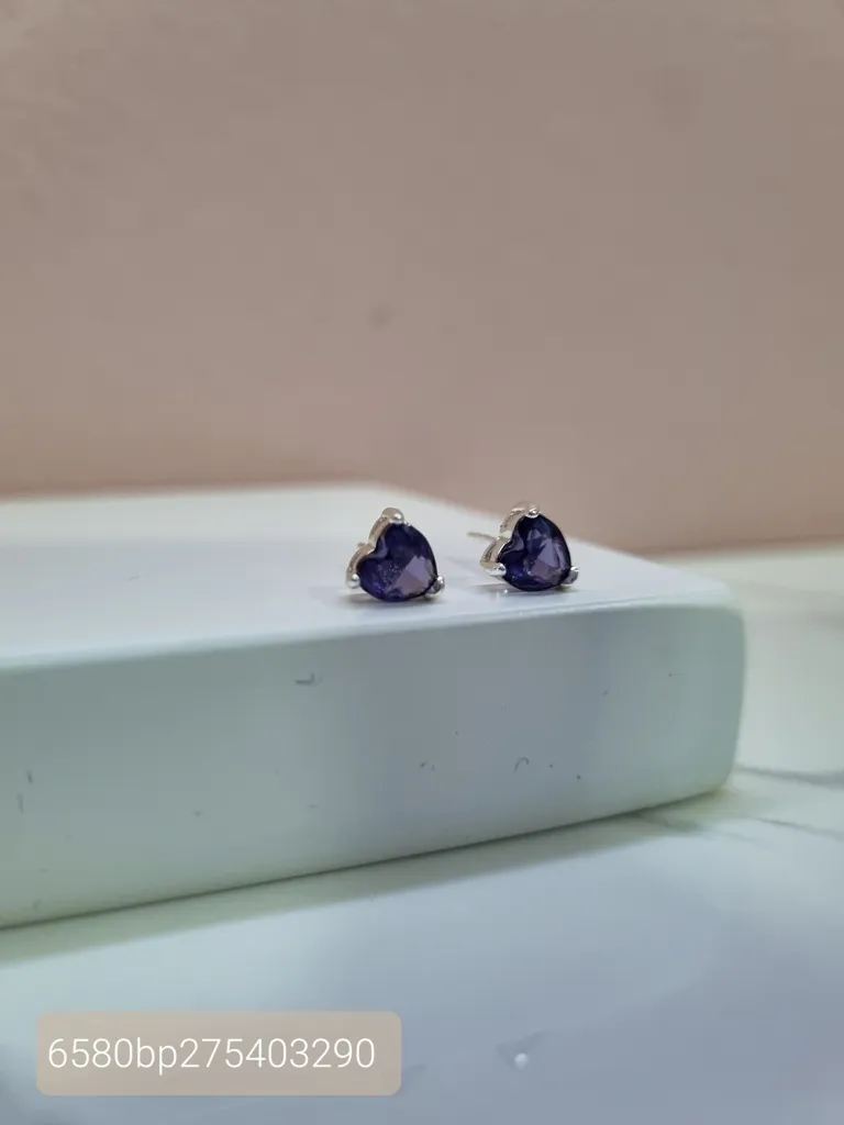 BRINCO PRATA CORAÇÃO TANZANITA B