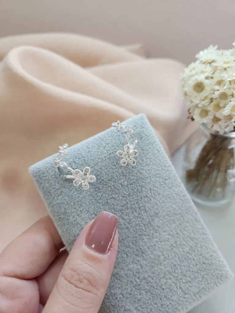 BRINCO PRATA FLOR BOR