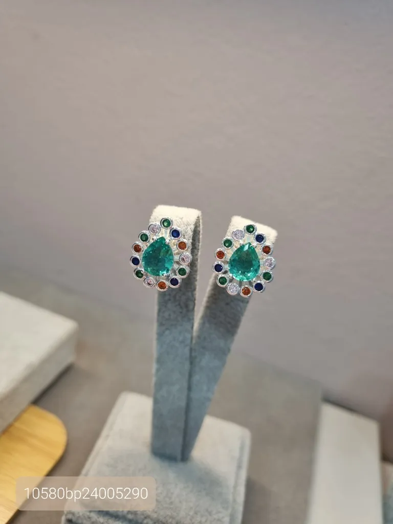 BRINCO PRATA GOTA TURMALINA RAINBOW