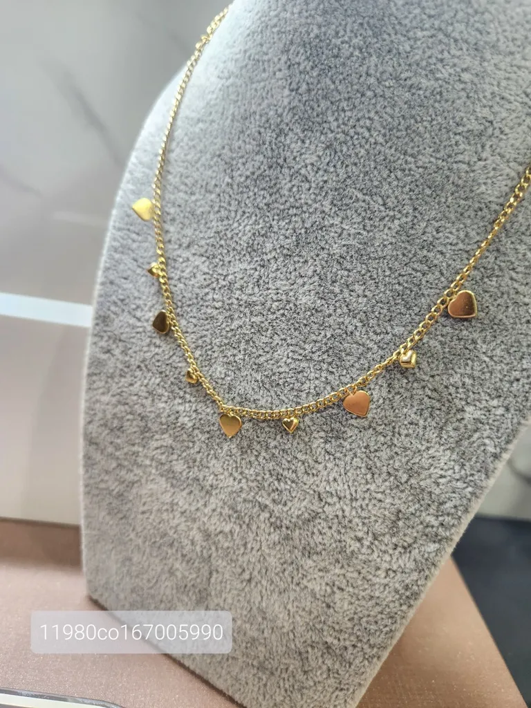 COLAR OURO CHOKER CORAÇÕES CHAP