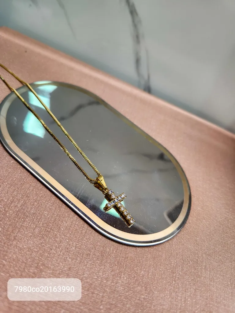 COLAR OURO CRUZ ZIRC CRAV