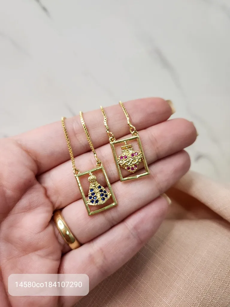 COLAR OURO ESCAP NS CORAÇÃO PINK