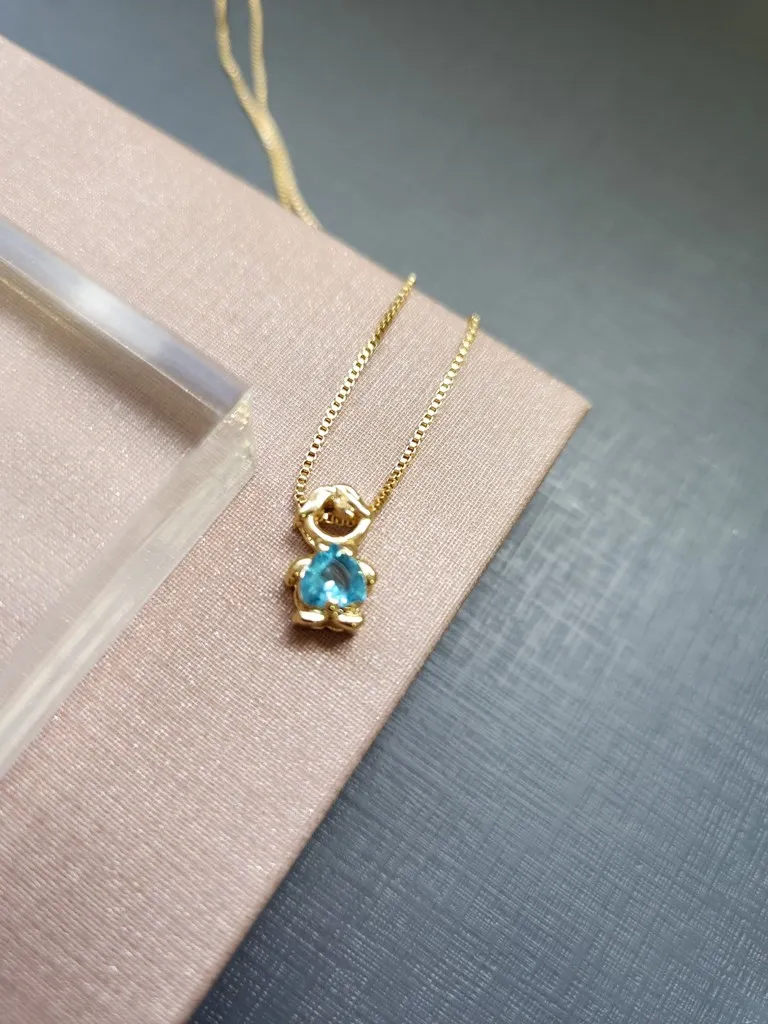 COLAR OURO MENINO AZUL