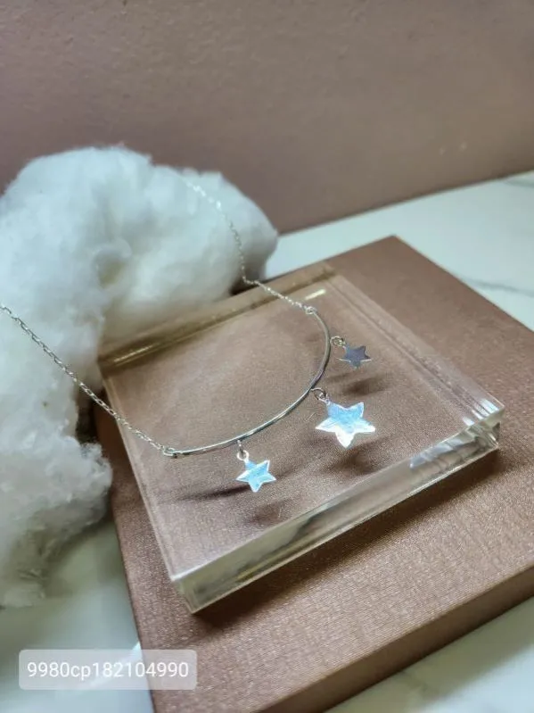 COLAR PRATA FIO 3 ESTRELAS