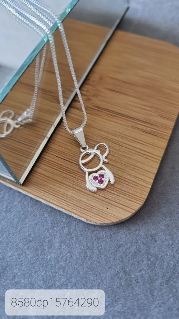 COLAR PRATA MENINA ZIRC PINK