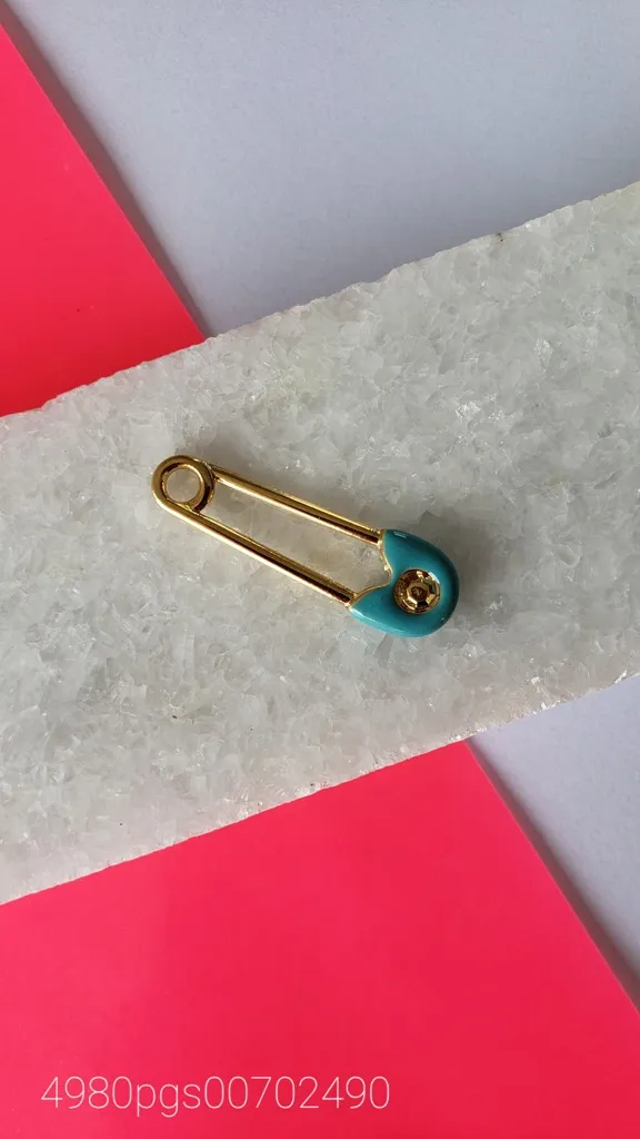 PINGENTE OURO ALFINETE TURQUESA