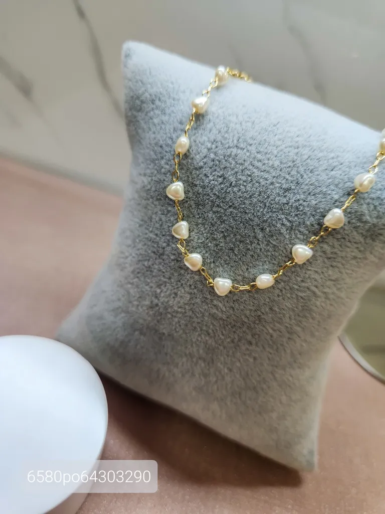 PULSEIRA OURO CORAÇÃO PEROLA