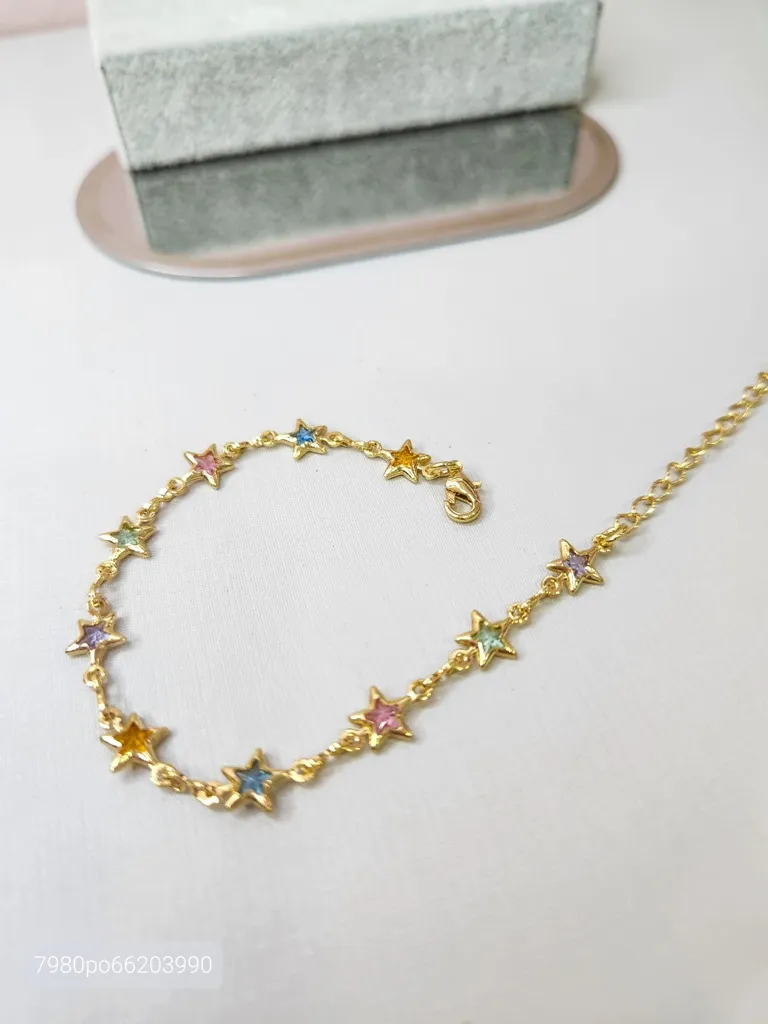 PULSEIRA OURO ESTRELINHAS COLOR
