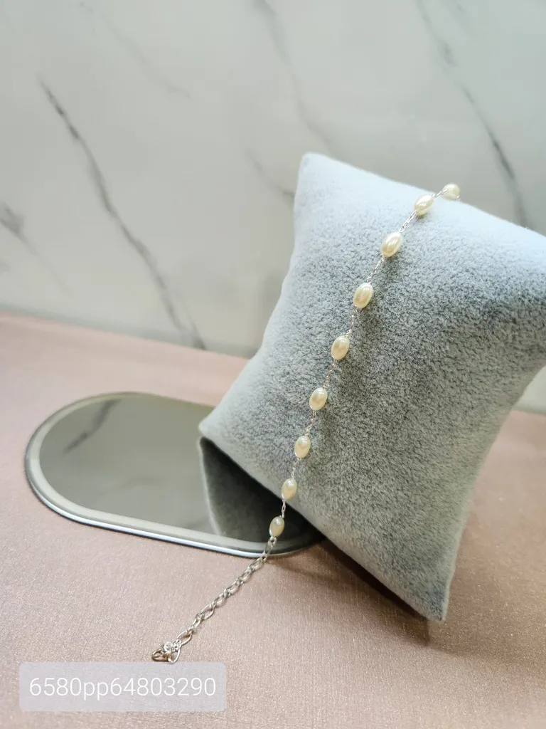 PULSEIRA PRATA PEROLA ARROZ