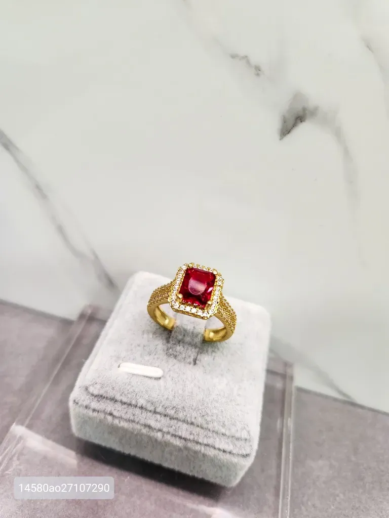 ANEL OURO RUBI QUADR ZIRC