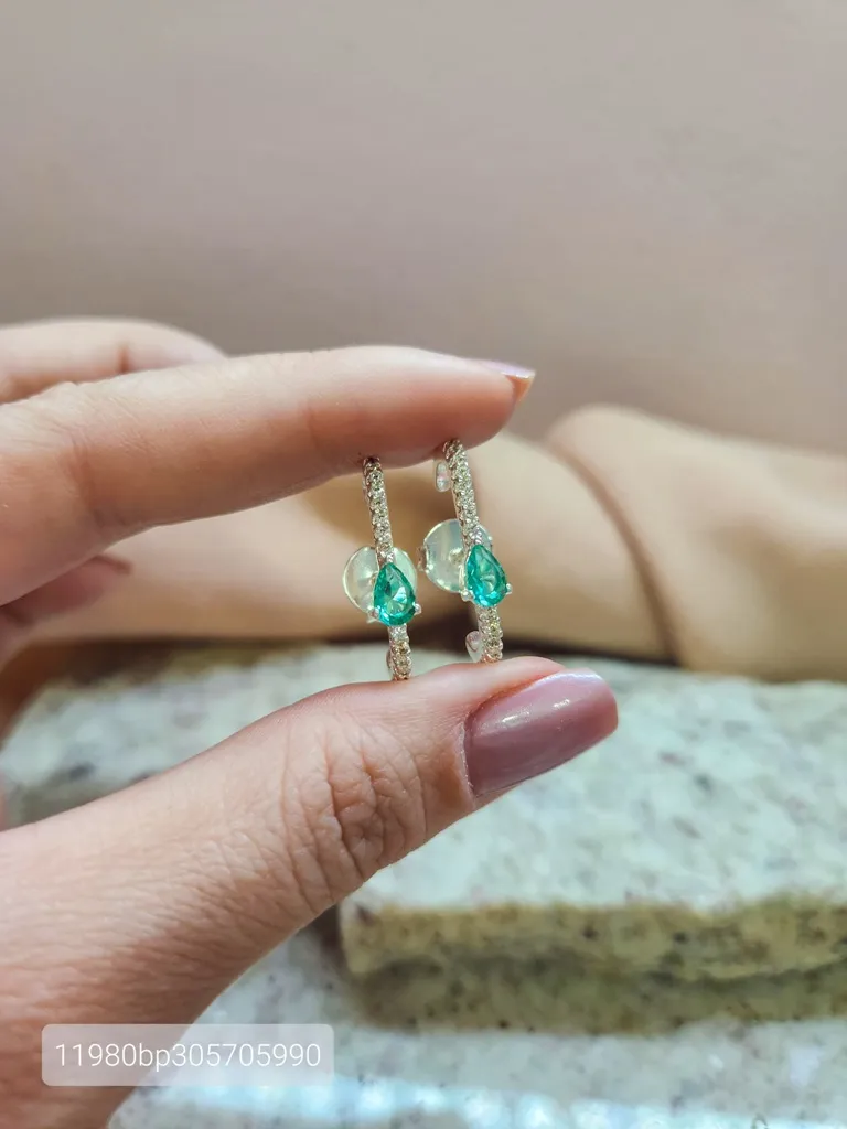 BRINCO EAR HOOK PRATA TURMALINA