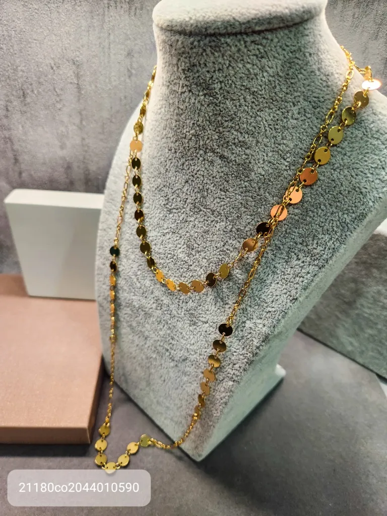 COLAR OURO DUPLO DISCOS