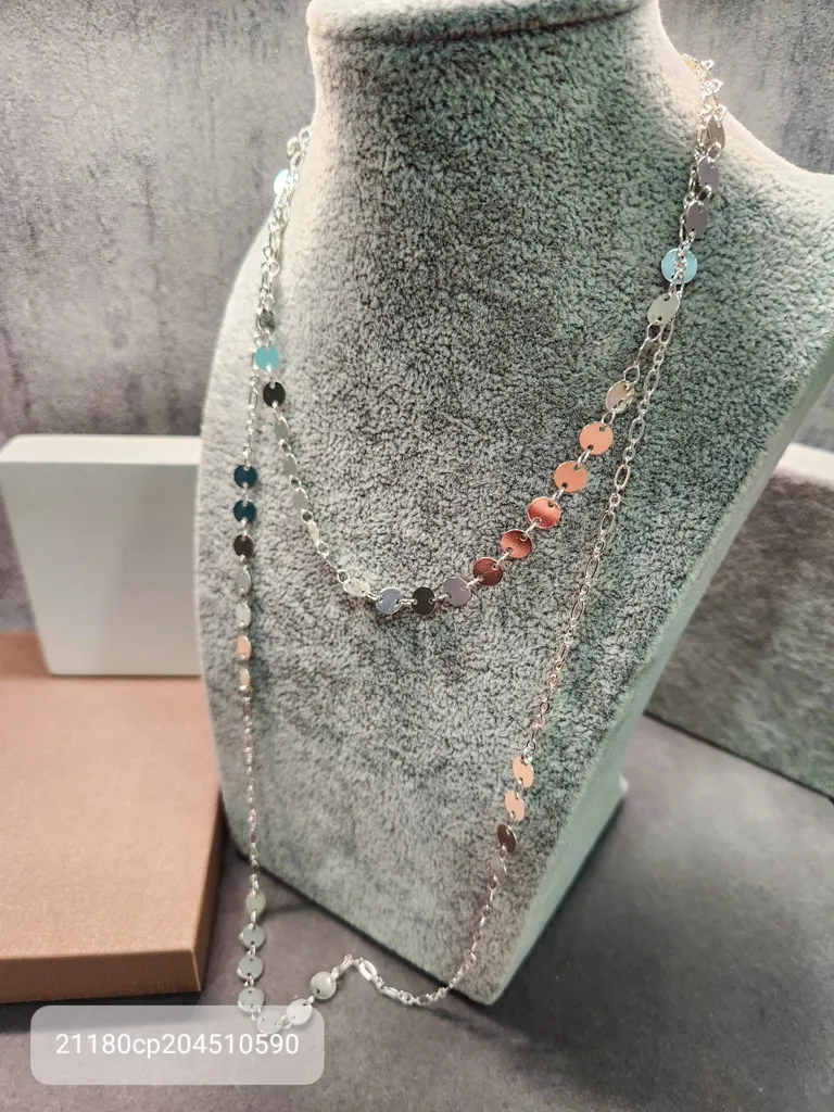 COLAR PRATA DUPLO DISCOS