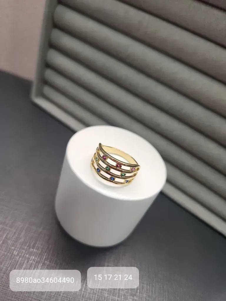 ANEL OURO 3 FILAS COLOR