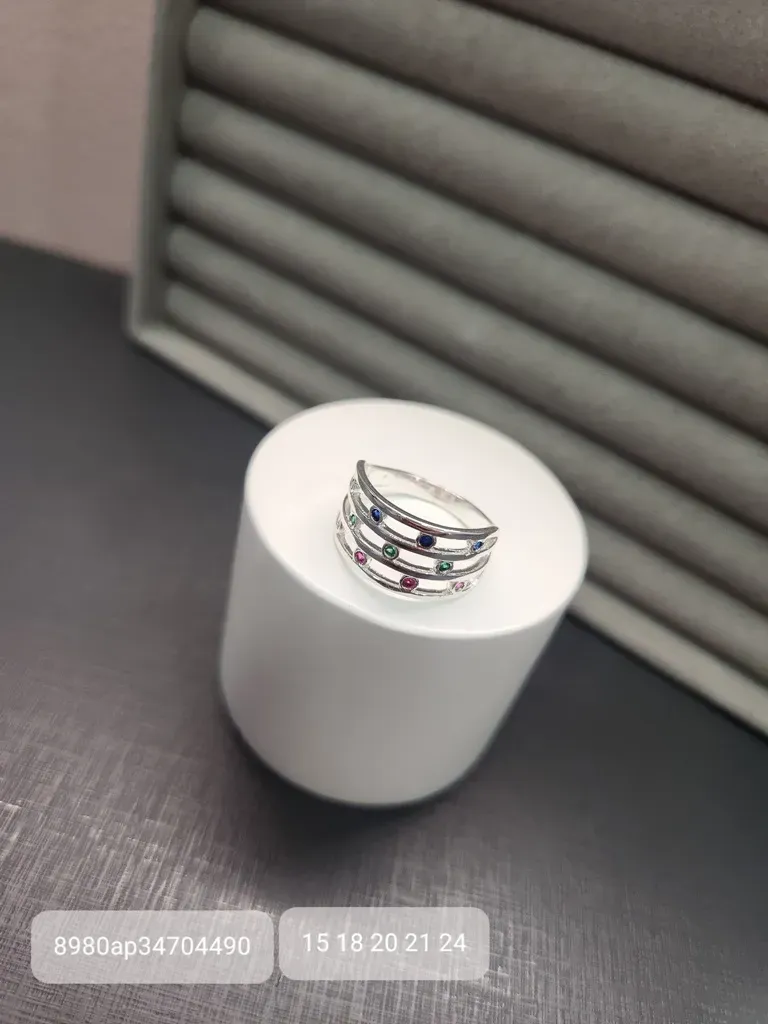 ANEL PRATA 3 FILAS COLOR