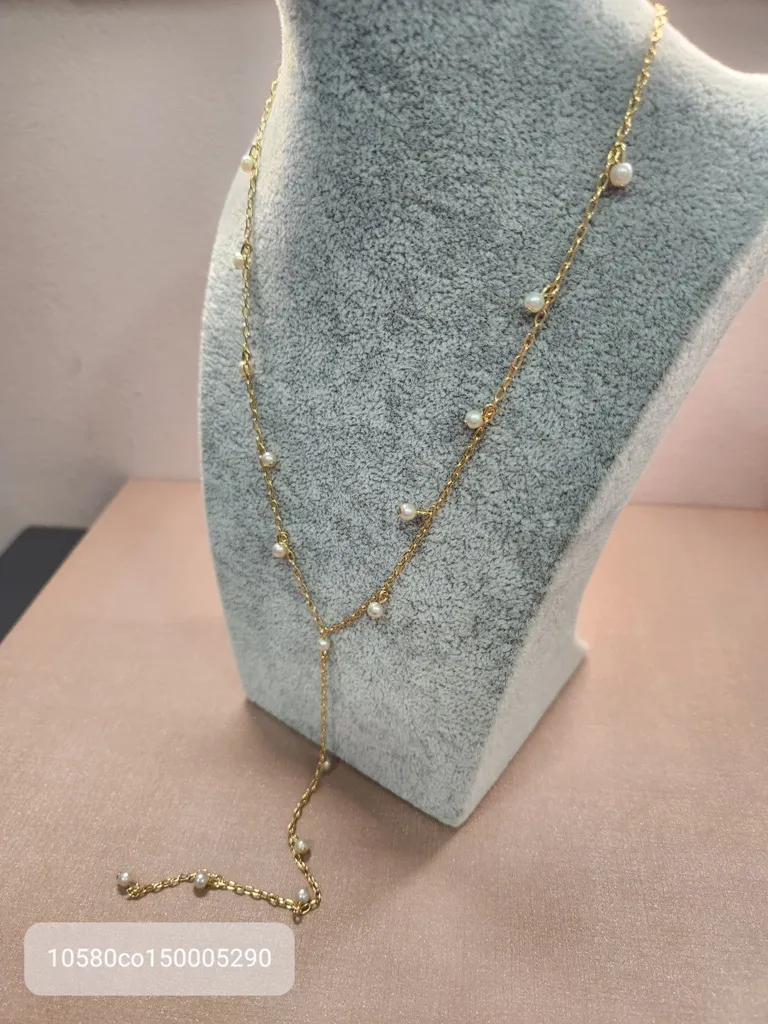 COLAR OURO GRAVATA PÉROLAS PING