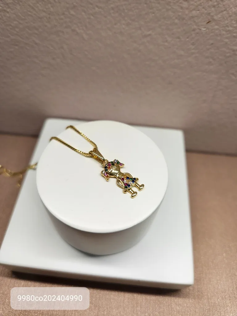 COLAR OURO MENINA ZIRC COLOR