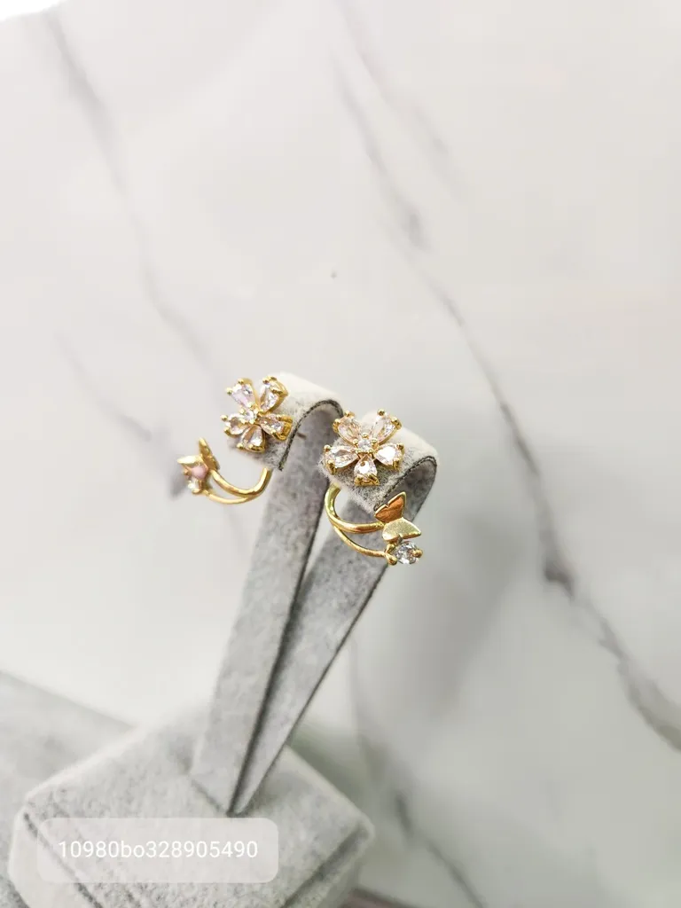 BRINCO OURO FLOR BORB DOIS EM UM