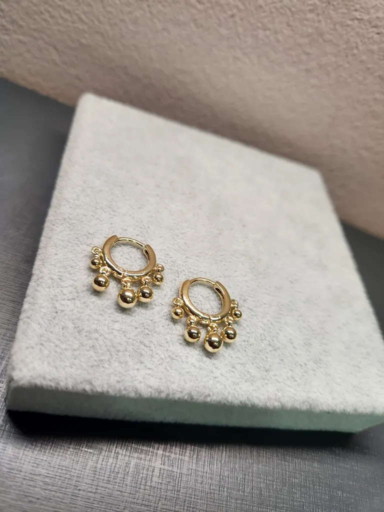 BRINCO OURO TRANQUETA BOLINHAS