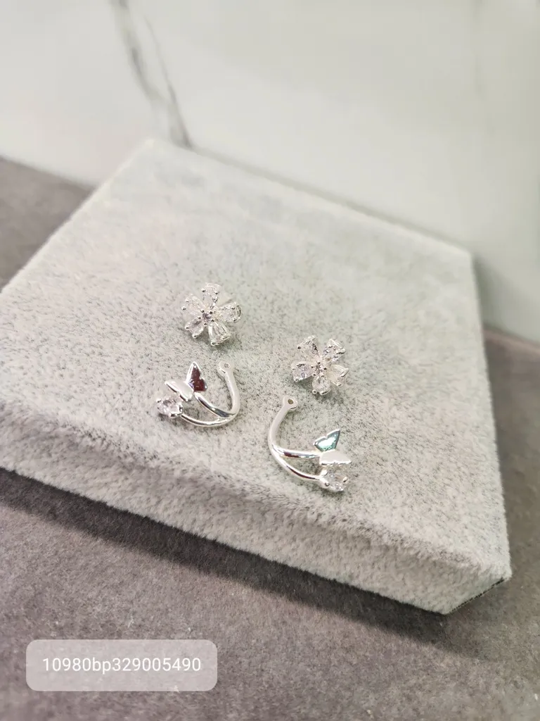 BRINCO PRATA FLOR BORB DOIS EM UM