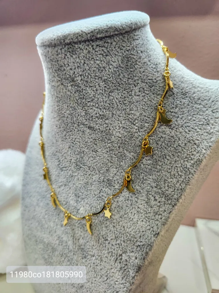 COLAR OURO LUA ESTRELA