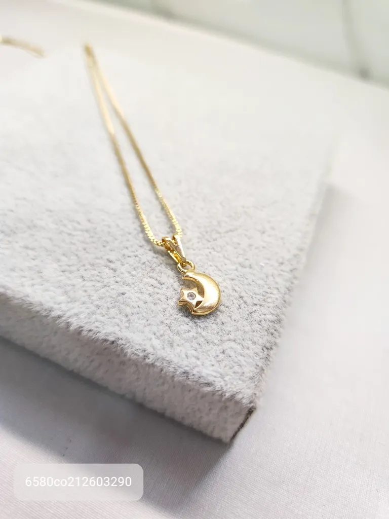 COLAR OURO LUA ESTRELA